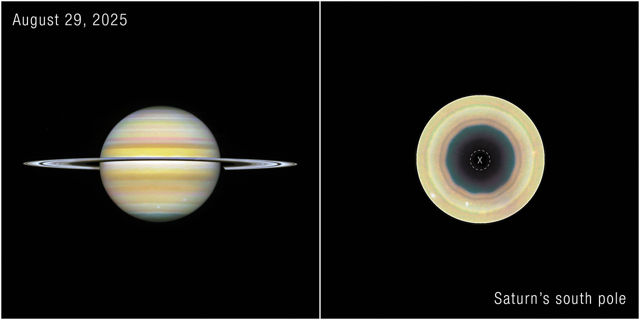 Hubble descubre un decágono en el polo sur de Saturno